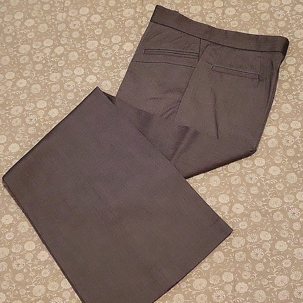 Nine West Palazzo Pants, Grey Herringbone, HighWaist Wide Leg 8-LONG